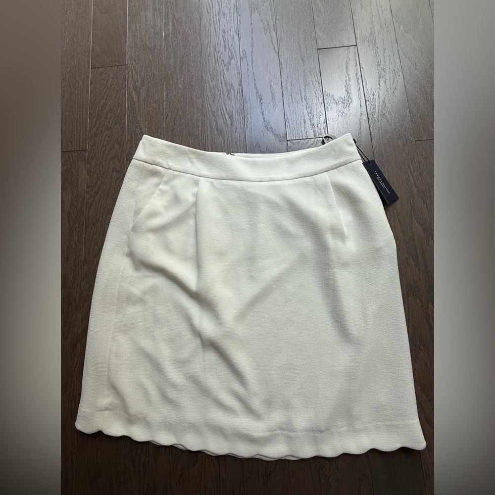 Tommy Hilfiger Cream Scalloped A-Line Skirt